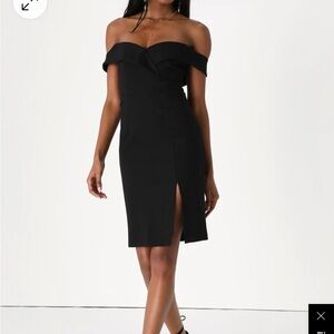 Black off the shoulder cocktail dress